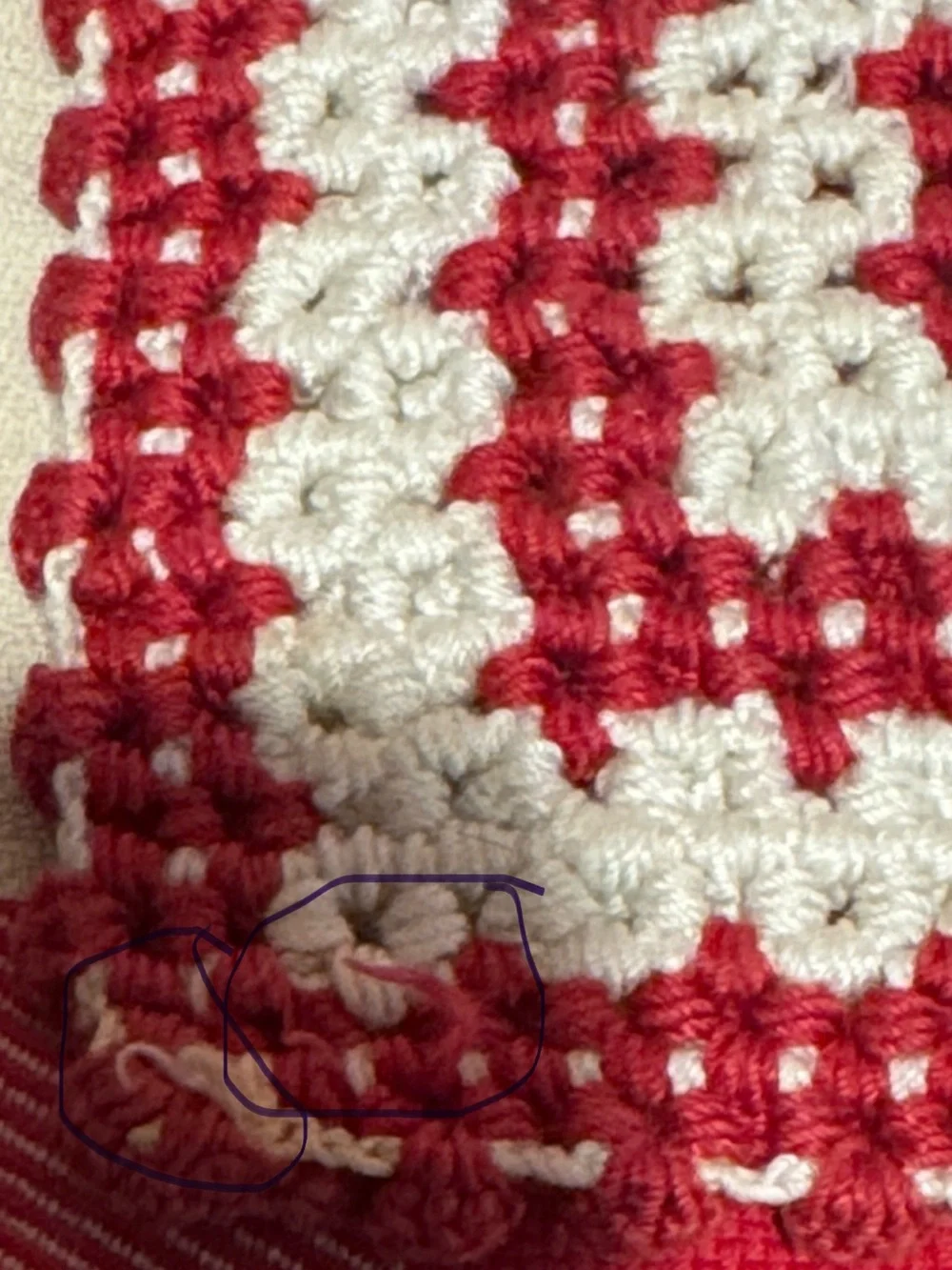 Handmade Crocheted Hot Pads -Red and Cream